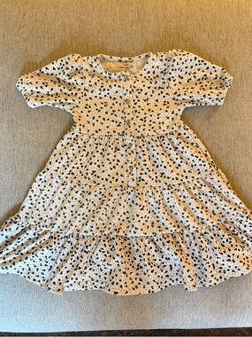 SFERRA Cream and Navy Floral Tiered Cotton Dress